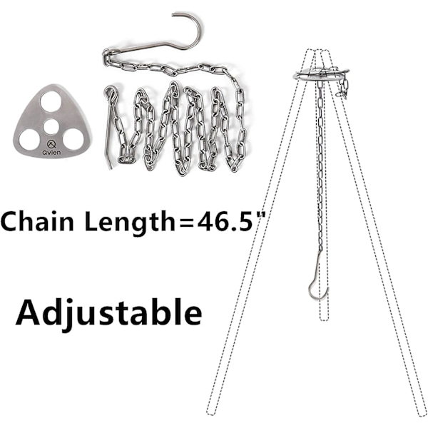 Camping Tripod Board - Förvandla Grenar till Lägereldstativ, Rostfritt Stål Campfire Support Plate med Justerbar Kedja för Hängande Köksartiklar - Perfekta Tillbehör för Utomhusmatlagning