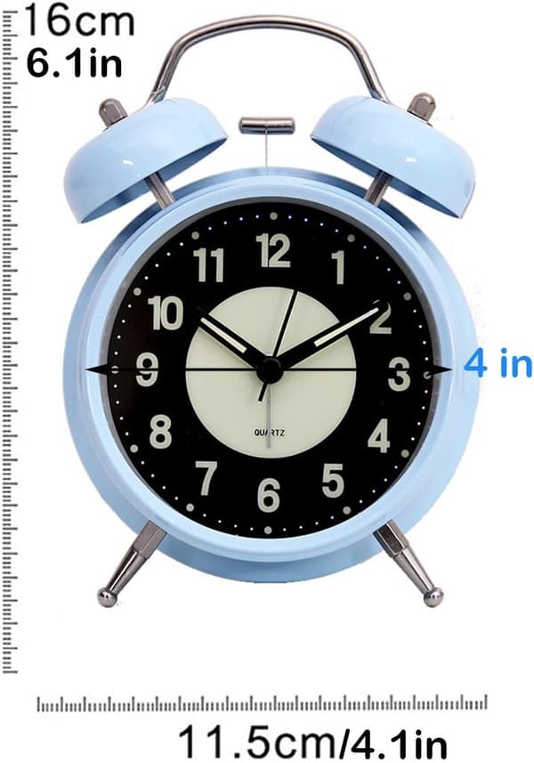 4\" Non-ticking Lighted Alarm Clock Quartz Analog Dual Alarm Clock
