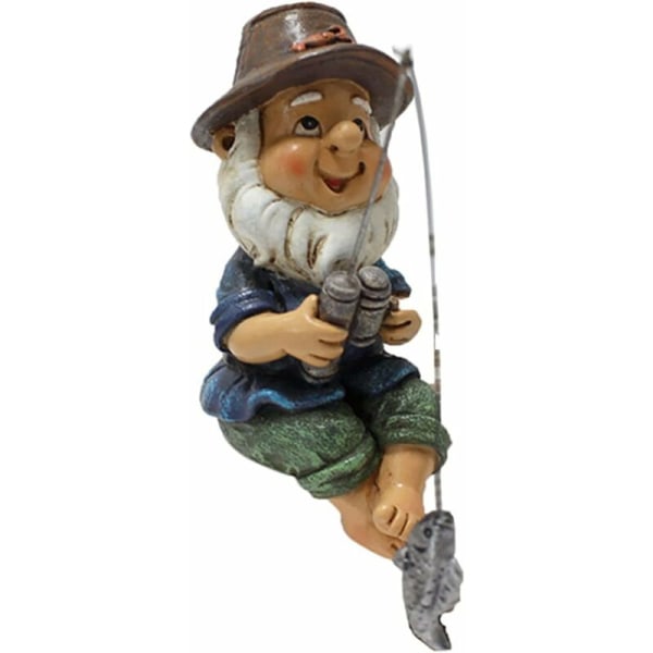 Trädgårdstomte Staty Resin Fishing Dwarf Elf Staty Outdoor Pastor