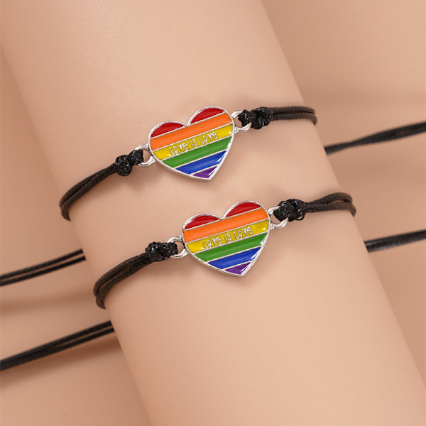 Regnbue Stripe Pride Armbånd Justerbar Håndlaget Flettet Armbånd