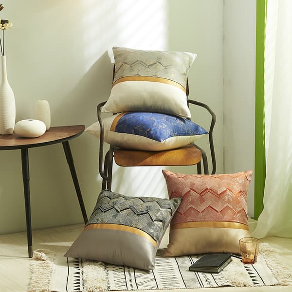 Kuddfodral, Set med 2 Splice Fabric Geometrisk Vågigt Guld Rand
