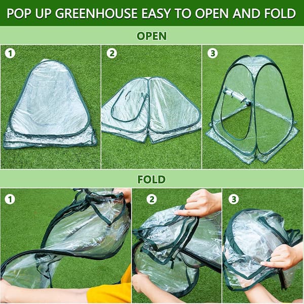 Mini Pop Up Drivhus - Lille Vintertelt til Planter - Blomsterpotte - Mini Drivhus - Vinterbeskyttelse til Planter (70 x 70 x 80 cm)