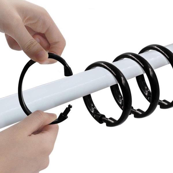24 st transparenta gardinringar, duschringar i plast, O-formade