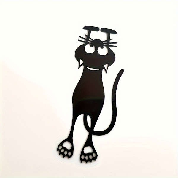 Curious Cat -kirjanmerkki, musta kissa, 12 cm, muovi