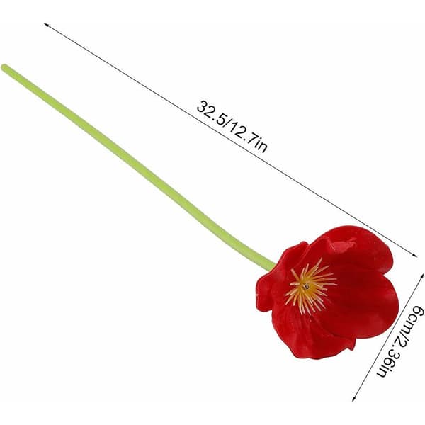 10 stk Realistisk Touch Polyuretan Kunstige Valmuer 32cm