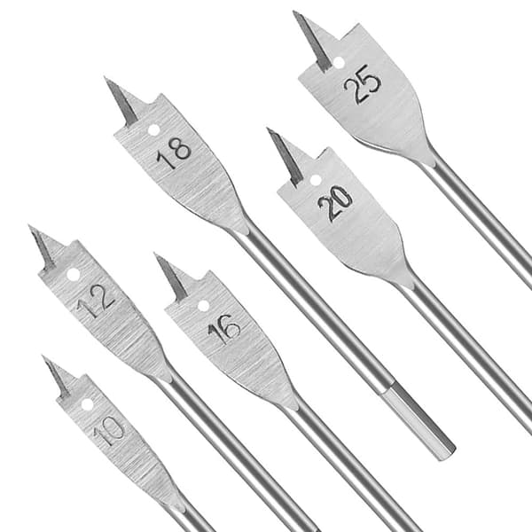Pieces Flade Bor Bits Flade Bor Bits til Træ 10mm 12mm 16mm 18mm 20mm 25mm Flade Træbor til Træbearbejdning Sølv