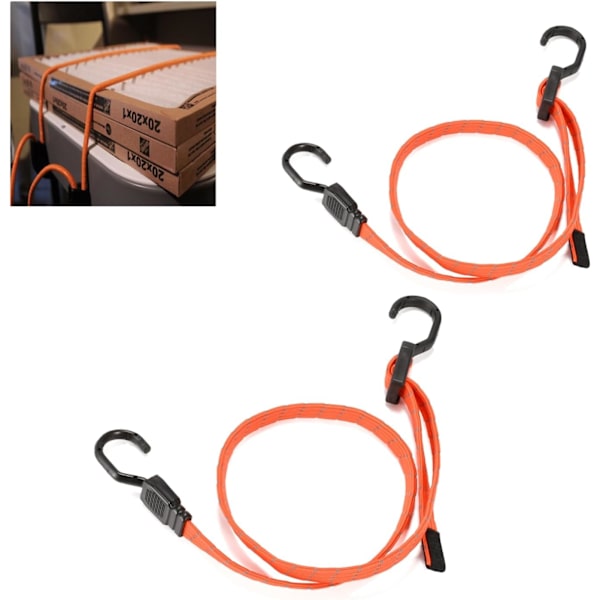 Pakke med 2 Stærke Bungee-Snore, Flade Bungee-Snore med Krog, Bungee-Snore med Kroge til Beskyttelse af Møbler, Vogne, Campingtelte, Motorcykler