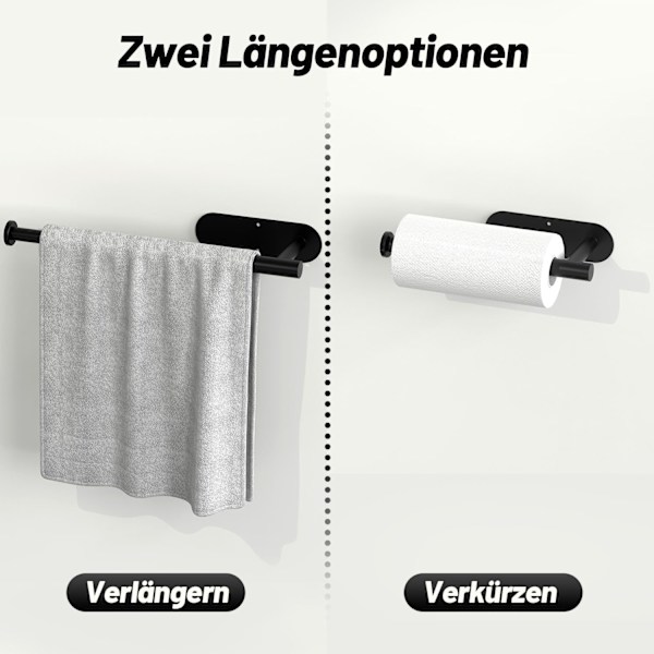 Indtrækkelig toiletrulleholder, ingen boring rustfrit stål, til køkken,