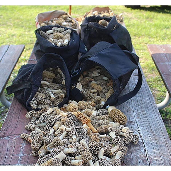 Svampejagt Taske, Mesh Høsttaske, Foldbar Foraging Taske, Foldbar Høsttaske til Frugtplukning (Sort)