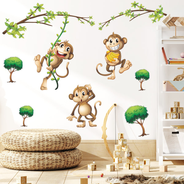 Monkeys in the jungle Wall Stickers Mural Decals Bedroom Kids Nur