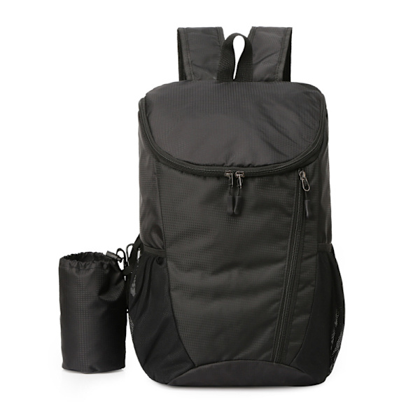 Vandring Ryggsäck, Vattentät och Slitstark Lätt Ryggsäck Packbar, Utomhus Resa Camping Dagryggsäck Hopvikbar-SVART，42*28*20cm