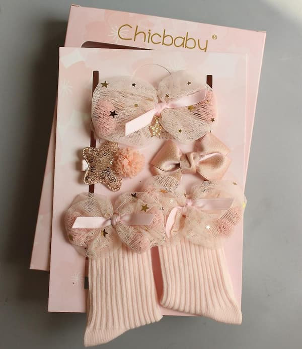 Nyfödd Hårtillbehör Presentset Båge Hårband Hårnål Hårnål Sockor