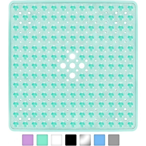 Shower Mat 53cm X 53cm For Tub, Square Bath Mat, Non-slip With Drain Holes