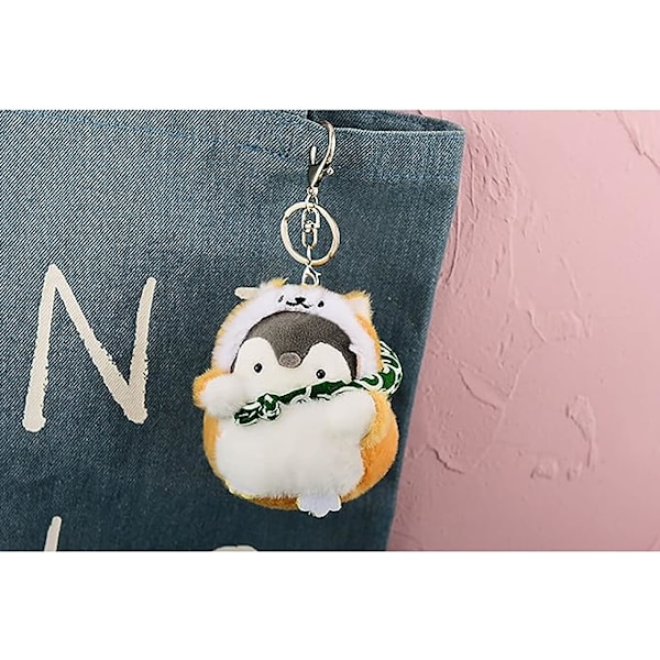 Ystävänpäivän pehmolelu avaimenperät kawaii avaimenperä pienet täytetyt eläimet, Corgi Penguin, söpöt avaimenperät reppuihin, kawaii-eläimet. (keltainen-Corgi Penguin)