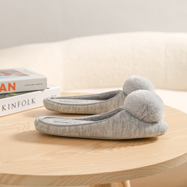 Dame Pom-Pom Dusksko, Slip-on Tøfler Myk Fleece