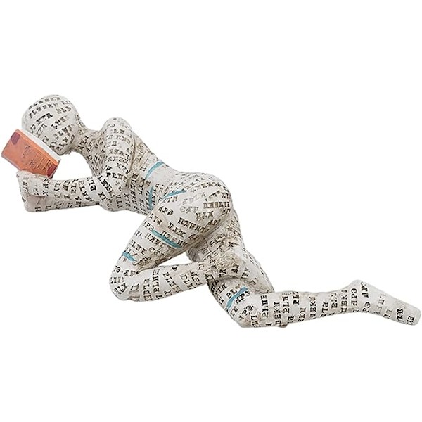 1 stk. Læsende kvinde statue dekoration harpiks kvinde læsende figur innovativ læsende dame ornament til boligindretning, 21*7*5,5 cm