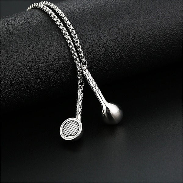 Hip Hop Fashion Music Headset Pendant Metal Halskjede sølv