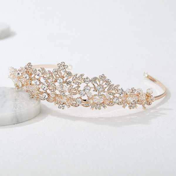 Rose Gold Bryllupstiara til Kvinder og Piger - Pageant Tiara Hovedbøjle