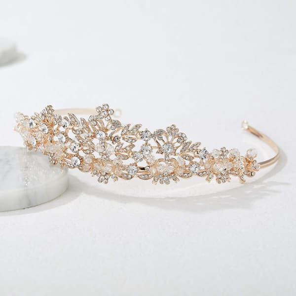 Rosegull Bryllups Tiara for Kvinner og Jenter - Pageant Tiara Hodebånd