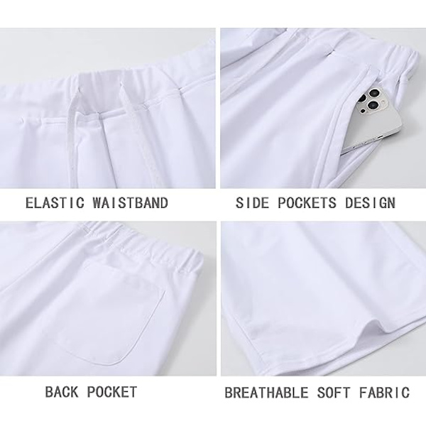 Herre Casual Shorts Elastisk Jogger Gym Aktiv Lomme Shorts Hvit