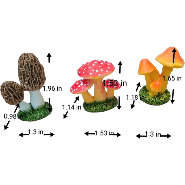 Resin Miniature Mushroom 3pcs, DIY Garden Mushroom Statues, Mushr