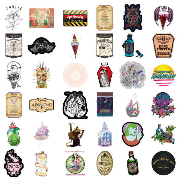 Klistermærker 50 STK Witch Sticker Packs, Cool, Witchy, Krystal Stickers, Astrologi, Tarot,