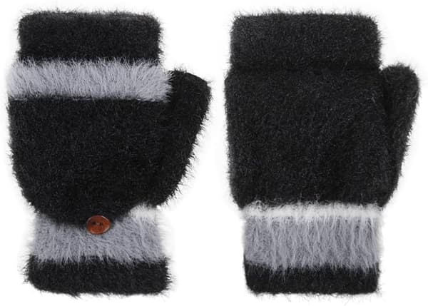 Damflickor Vinter Halvfinger Topp Flip Vantar Faux Sammet Vante