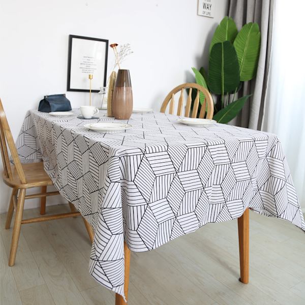 Rektangulær dug i geometrisk stil bomuldsdug dug til køkkenbord