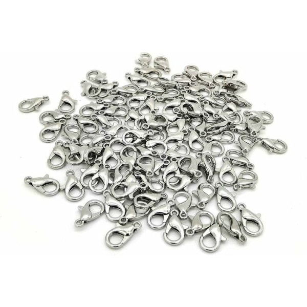 100 stykker sølv hummerlås/smykkelås for smykkefremstilling, anheng og B