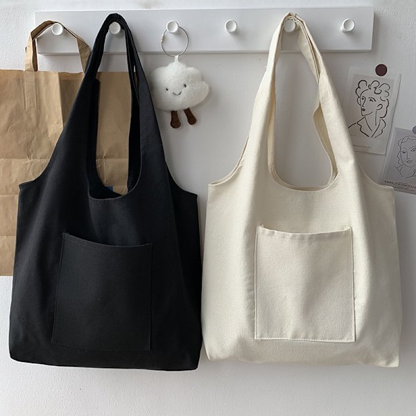 Medium bomull Canvas Shopping Tote Livsmedelsbutik Axelv ska 1st
