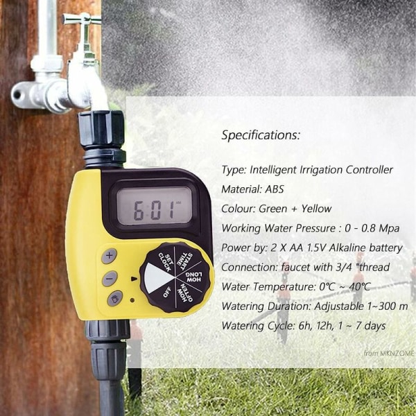 Vattningsschema, utomhus bevattningskontroll, automatisk sprinkler, elektronisk