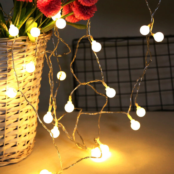 1,5M String Lights, Ball String Lights, 10 Small Balls IP65 Waterproof, Battery Pow