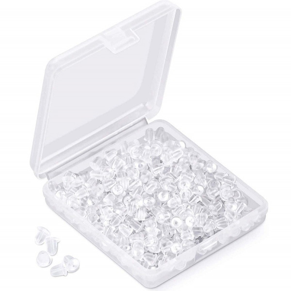 Silikon ørebakstopper Ørebakstopper 1200 stk Myke gjennomsiktige øre sikkerhetsbakputer Bakstopp Clutch Stopper Erstatning for fiskekrok Ørepynt Stud Hoops, Diameter 4mm