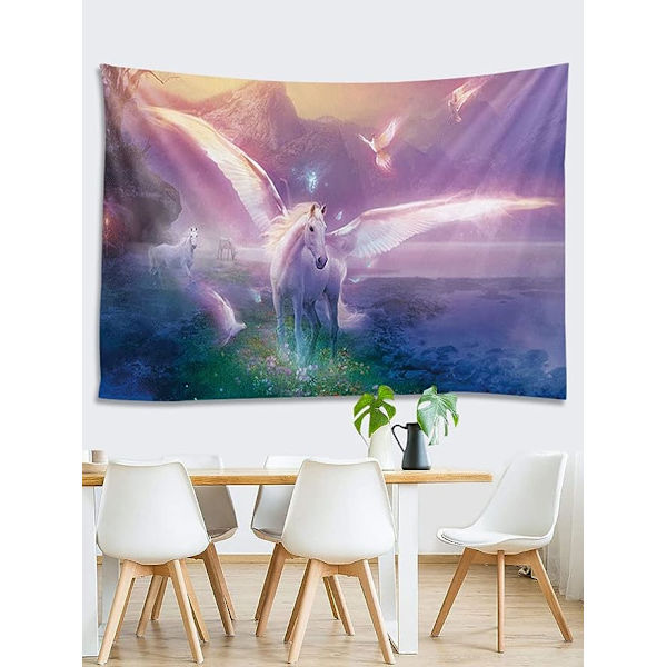 Dekorativ veggteppe til soverom - Enhjørninghest - 200 x 150 cm L