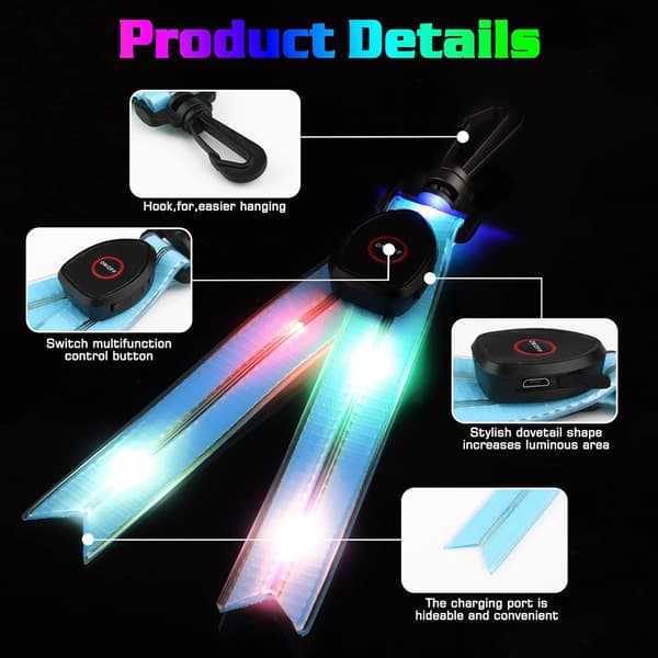 2-pack LED-blinkande lampor för skolväskor, reflexer med färgglatt ljus U