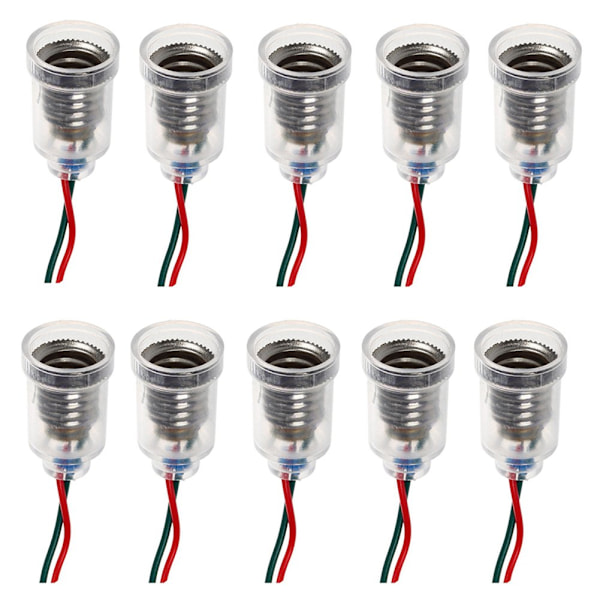 10 st E10 Lampfot LED Skruvmontering Små Glödlampshållare Ljussockel med Kabel för Experiment Krets Hem Elektriska Testtillbehör