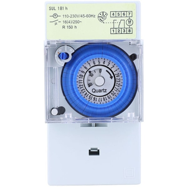 SUL181h Mekanisk Timer, 24 Timers Quartz Timer, Modulært Ur, Relækontakt, 110-230VAC 16A