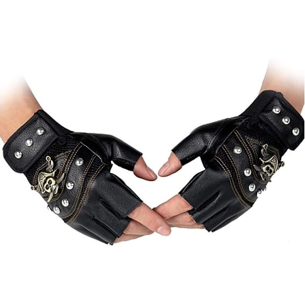 Mustat niittihansikkaat steampunk goottilaiset hansikkaat punk-vaatteet niitti mo