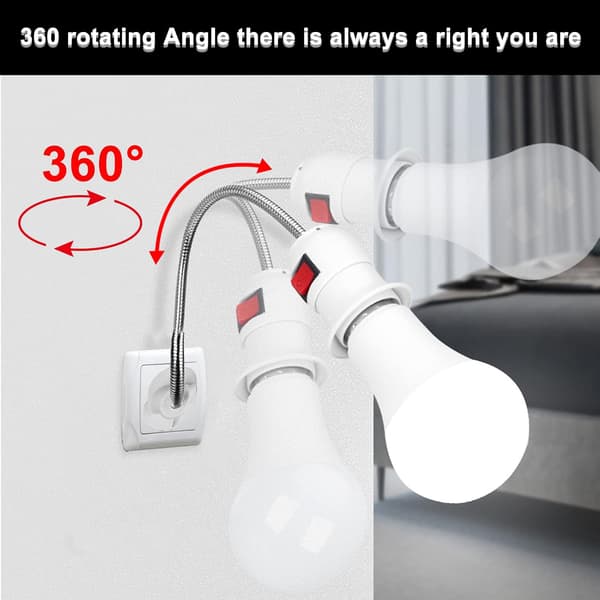 8 stk. E27-fatning med afbryder til bordlampe, 30 cm, 360° justerbar