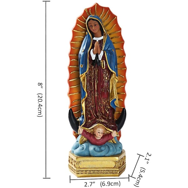 Vår Fru av Guadalupe Den Heliga Jungfru Maria Staty Skulptur