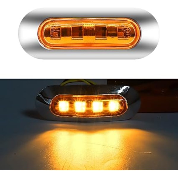 10 stk ravgule sidemarkerlys, DC 12V-24V LED sidemarkerlys indikator