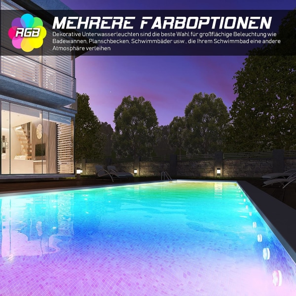 LED Pool Light Submersible Light, RGB Multicolor 16 LEDs, Externa