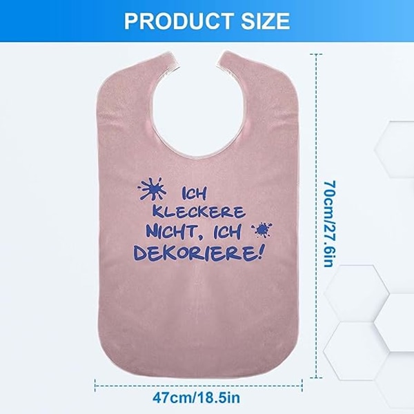 Adult Bib, 2 Pieces ICH KLECKER NICHT, ICH DEKORIERE! Washable Se