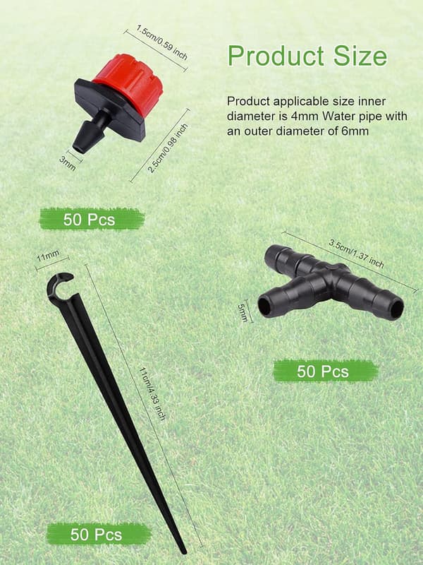 150PCS Hagevanningssystemsett, Justerbar Mikrovanning Drypp T