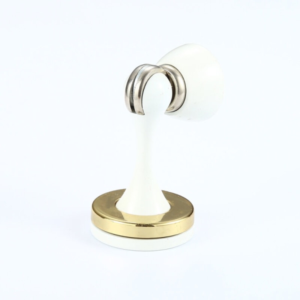 Set med 2 borstade satin nickel magnetiska dörrstopp golvmontering vit+guld
