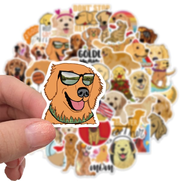 50 kpl Golden Retriever -tarraa vesipullolle, mustavalkoinen pääkallo