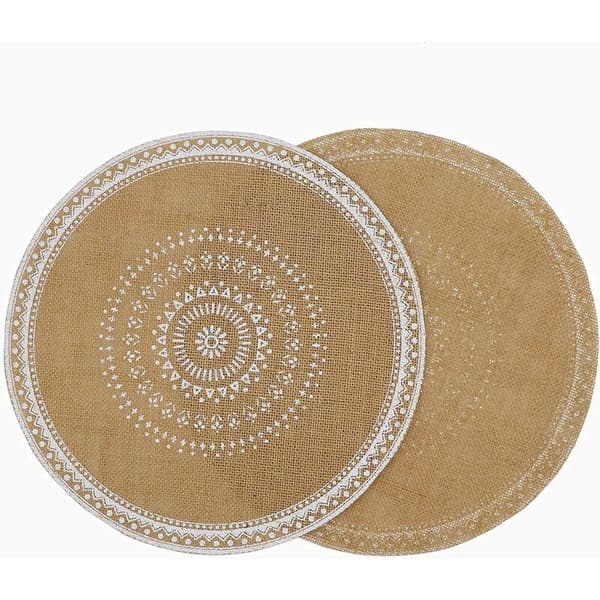 Spisebord Hvid Guld Capasin Burlap Mandala Bondegård Boho Rou