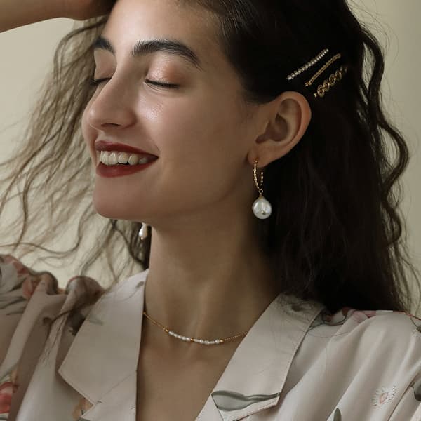 2 stk hårspenner dame trendy nye hårklips perle sideklips, små