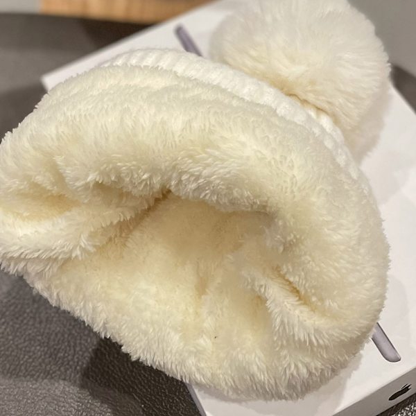 Mænd Kvinder Strikket Beanie Hat Solid Tyk Varmt Ski Cap Kabelstrikket Efterår Vinter Hatte Hvid