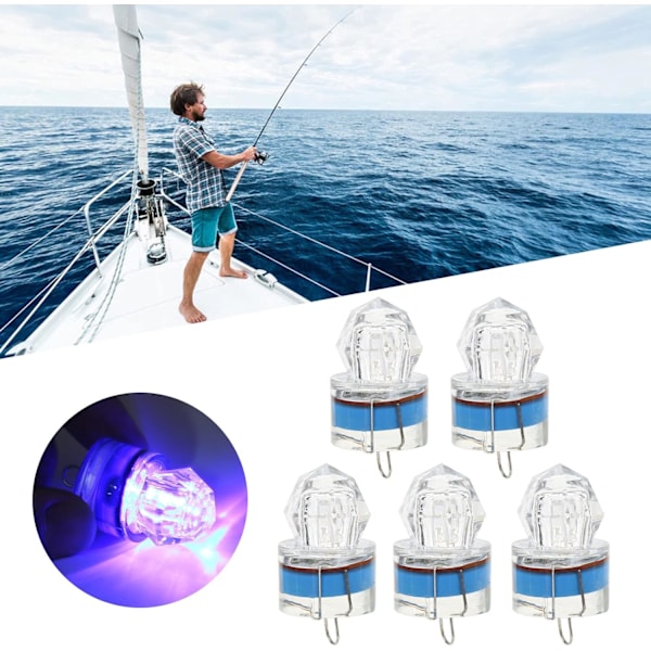 Undervanns LED Fiskelys, Fiskeagnlampe, LED Fisketiltrekningsindikator, Basslokke Blinkende Lys for Undervanns Nattfiske, Fiskeutstyr